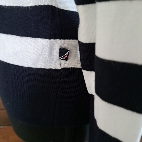 Nautica Jeans Striped Sweater Women's XS Navy Blue White Stripe Lightweight Knit - Picture 8 of 13